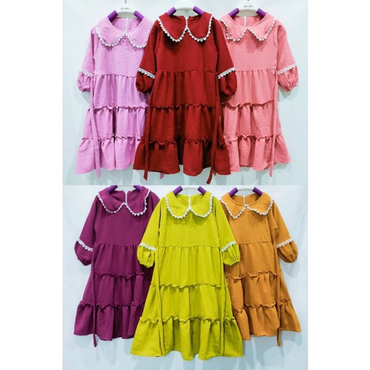 gamis anak crinckle polos set hijab