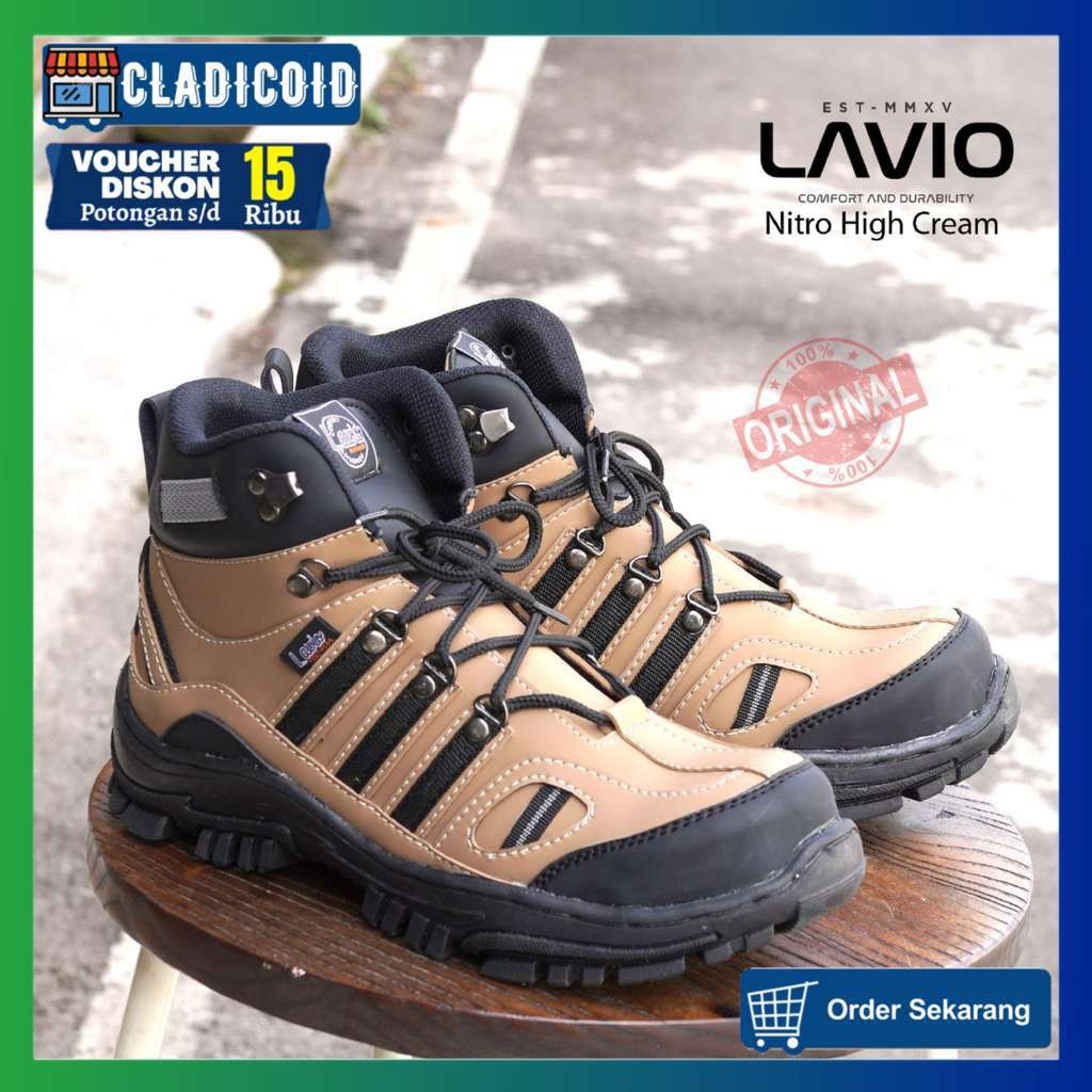 SEPATU SAFETY BOOTS PRIA UJUNG BESI KERJA LAPANGAN PROYEK OUTDOOR TOURING  SEFTI LAVIO NITRO TINGGI