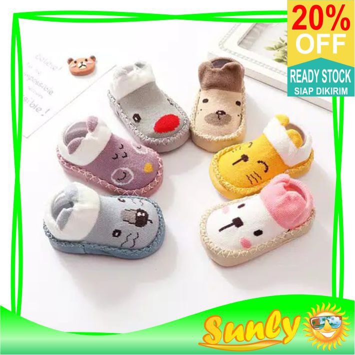 ☀ Sunly ☀ A097 Anti Slip Bayi Karakter PATTERN MOCCASINS sepatu bayi prewalker kaos kaki anak