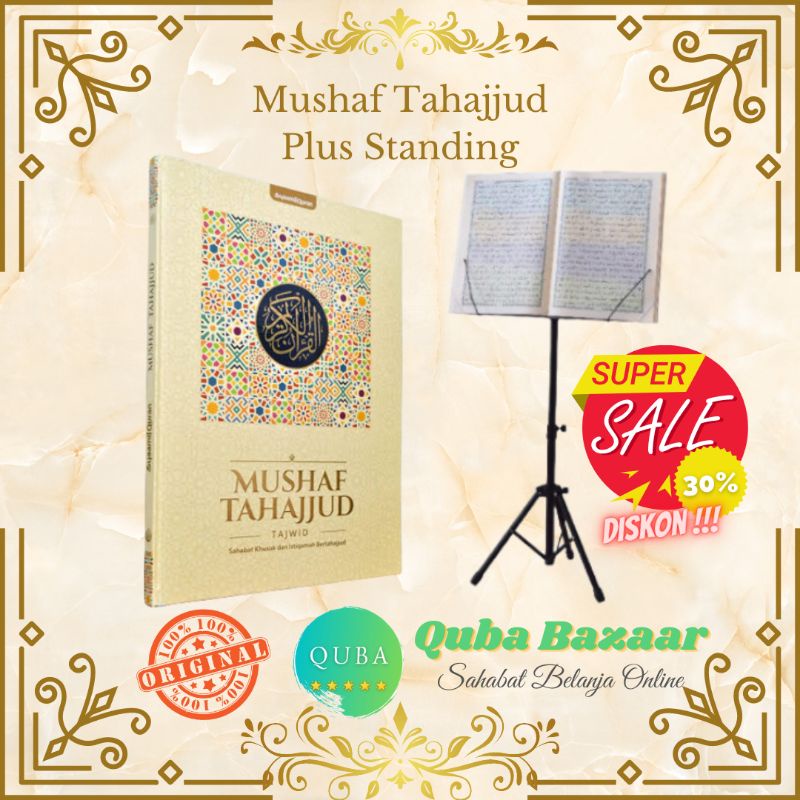 Mushaf Tahajjud Al-Quran Jumbo A3 Plus Stand Partiture Al-Quran Shalat Tajwid Warna Al-Quran Lansia