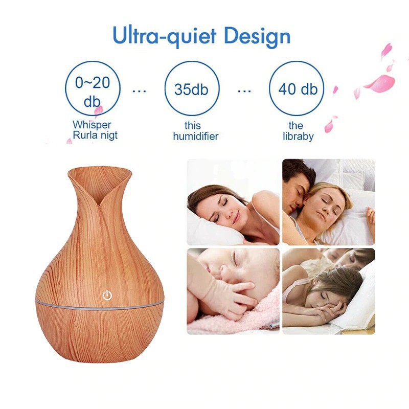 MPro Humi Ultrasonic Humidifier Diffuser Aromatherapy Marbel White Wooden Dark Wood 130ml RJS21 Oils jnp