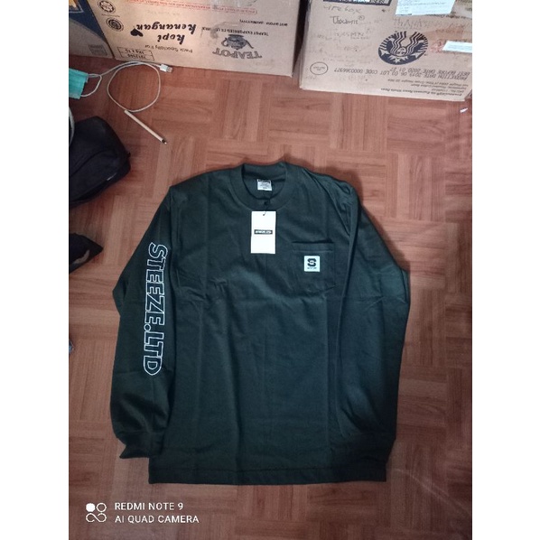 steeze.ltd pocket ls t-shirt forest green