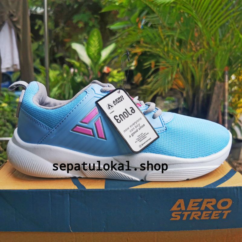 SEPATU SNEAKERS LOKAL LOCAL WANITA CEWEK PEREMPUAN SPORT OLAHRAGA AEROSTREET ENOLA BIRU