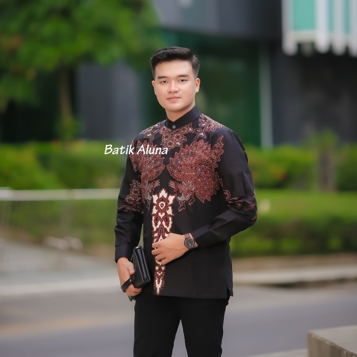 Baju Koko Pria Dewasa Lengan Panjang Kemeja Koko Pria Kombinasi Batik Lengan Panjang