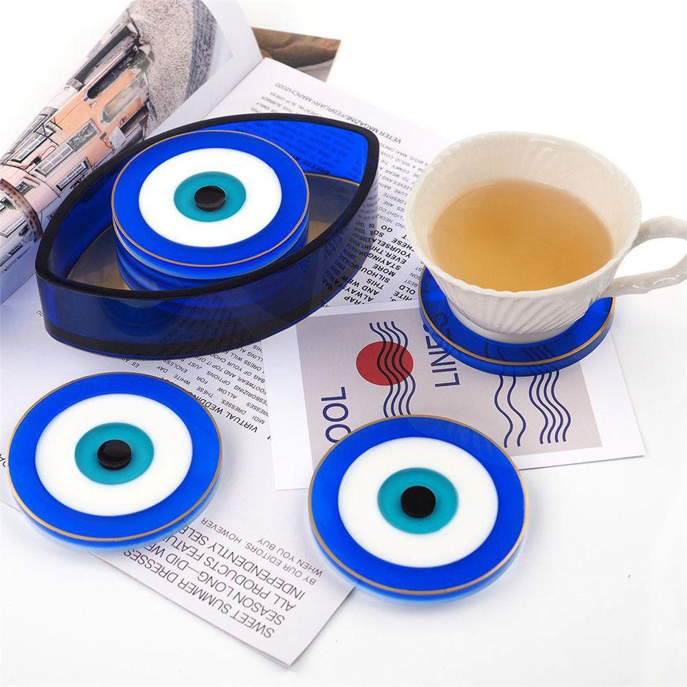 Solighter Tray Cetakan Silikon Mata Biru Tatakan Gelas Perhiasan Making Coaster Silicone Mould