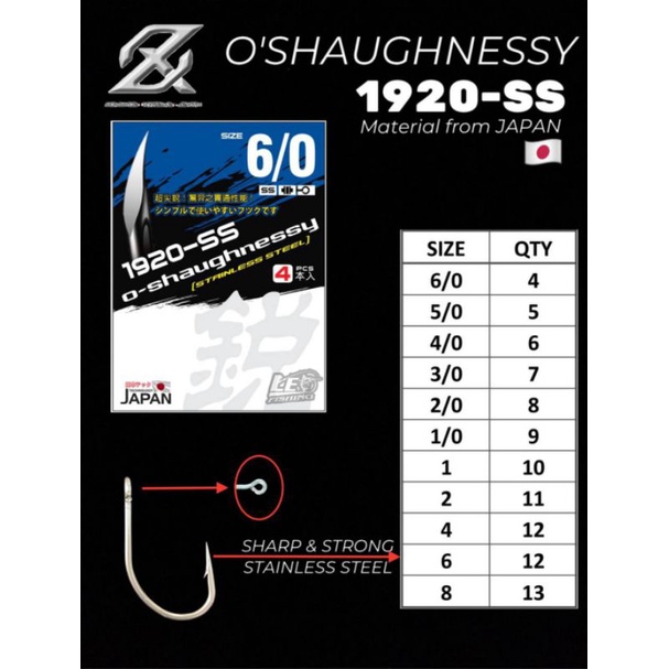 KAIL AXZ O'SHAUGHNESSY 1920SS STAINLESS STEEL KAIL PANCING NELAYAN TERLARIS KAIL JIG TERLARIS  KAIL STAINLESS STEEL TERLARI