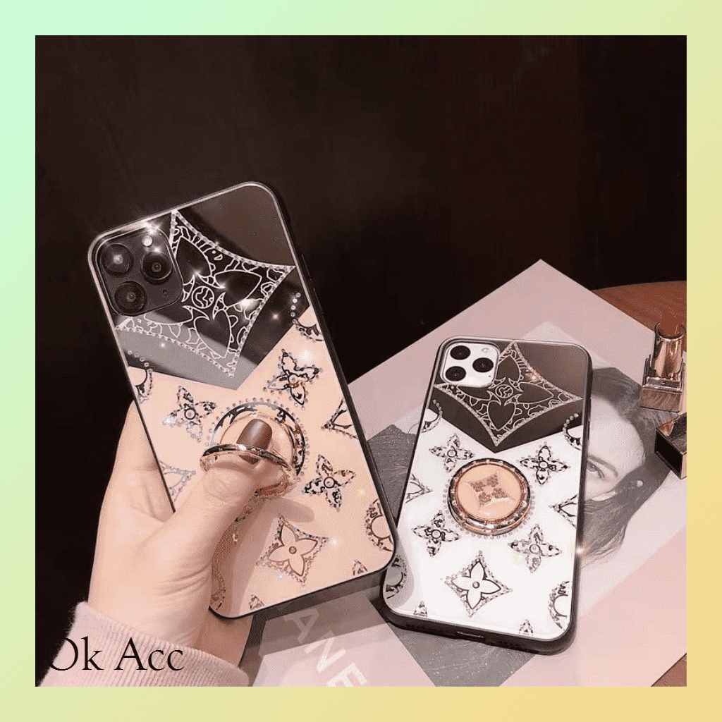 Back case LV motif kembang ring stand holder Samsung S20+ S20 Ultra A51 A71 FH03