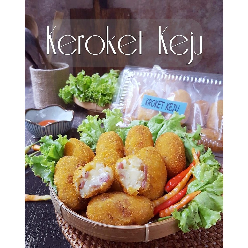 Jajan Pasar kue Keroket kentang kroket Keju daging asap kemasan beku frozen isi 10pcs