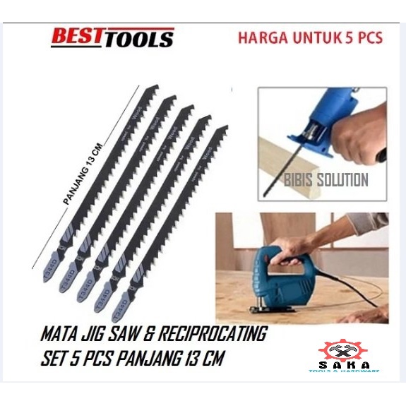 Mata Gergaji Mata Jig Saw Set 5 pcs Mata Gergaji Mesin Jigsaw Reciprocating Panjang 13cm Refill Mata