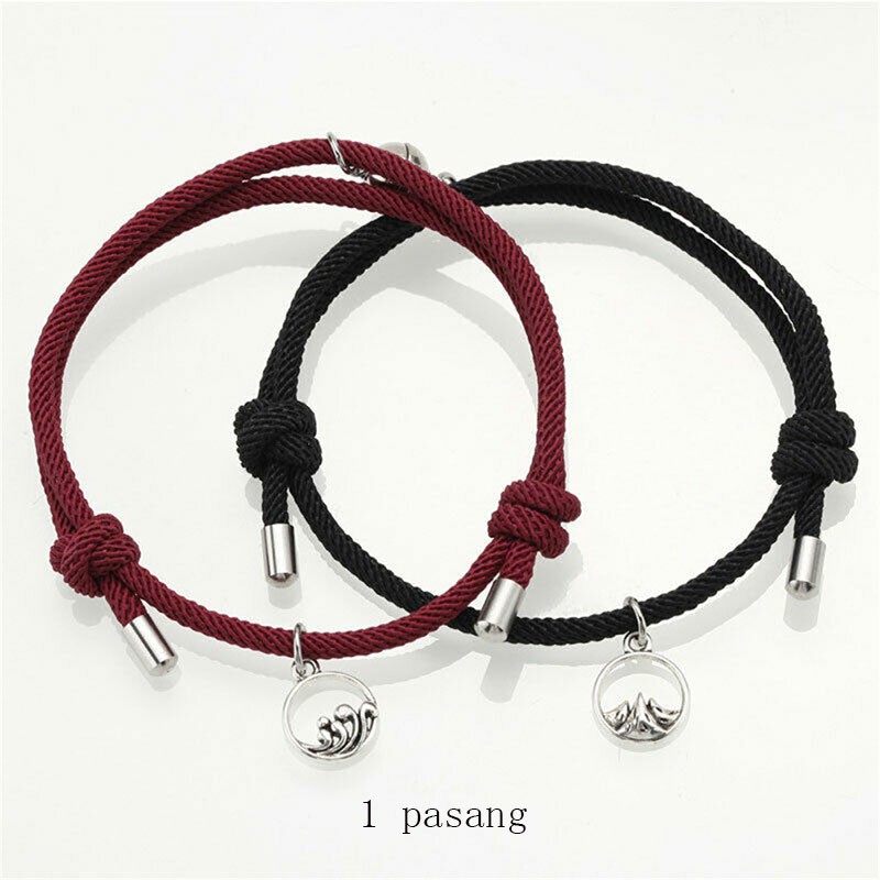 Tai Chi Yin dan yang 2 pcs Gelang Couple Magnet Pasangan Liontin Kreatif Pesona Gelang Perhiasan Hadiah Kekasih/ Couple Magnetic Attract Braided❤Yimi❤-#4