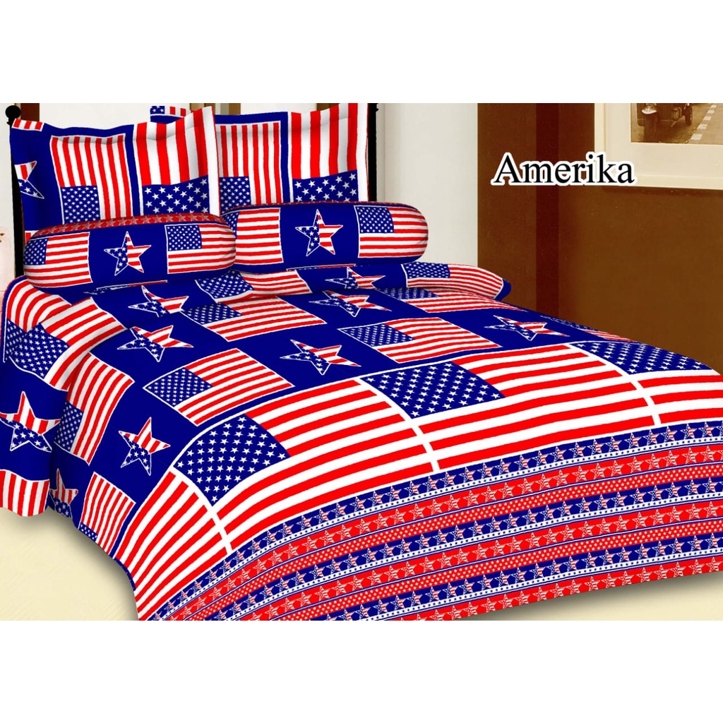 SPREI ESTETIK / AESTHETIC MOTIF AMERIKA /CLUB BOLA 1 SET DENGAN SARUNG BANTAL &amp; GULING NO.1 [180X200] NO. 2 [160X200]