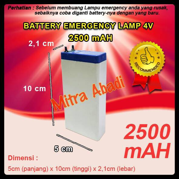 Batre/Baterai/Battery Emergency Lamp 2500 mAh Aki 4V Rechargeable