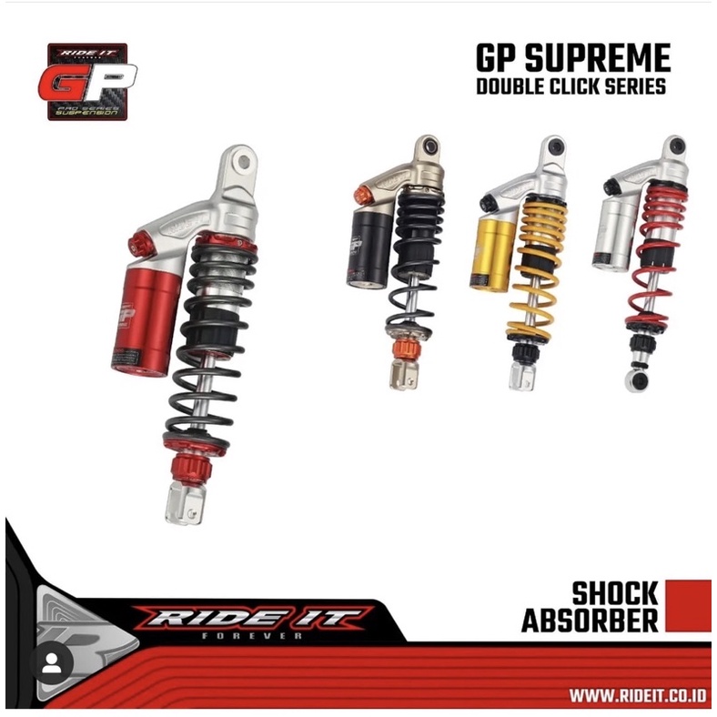 Shock Ride It GP Supreme Series Double Klik Singel Shock Matic 310mm 330mm Shockbreaker Tabung Atas Mio Soul Xeon Fazzio Fino Vario 110 125 150 160 Beat Scoopy Genio FOURSIX_46