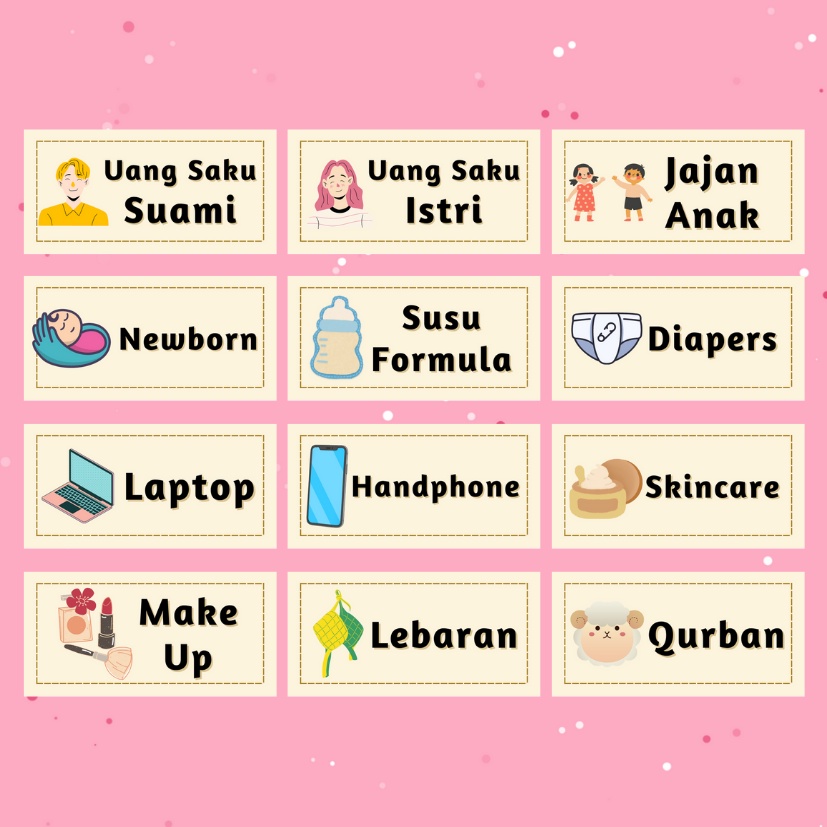 

[PART 5] Stiker Budgeting 3x6 cm / Stiker Budgeting Dompet Keuangan / Dompet Disiplin / Label Dompet / Label Budgeting