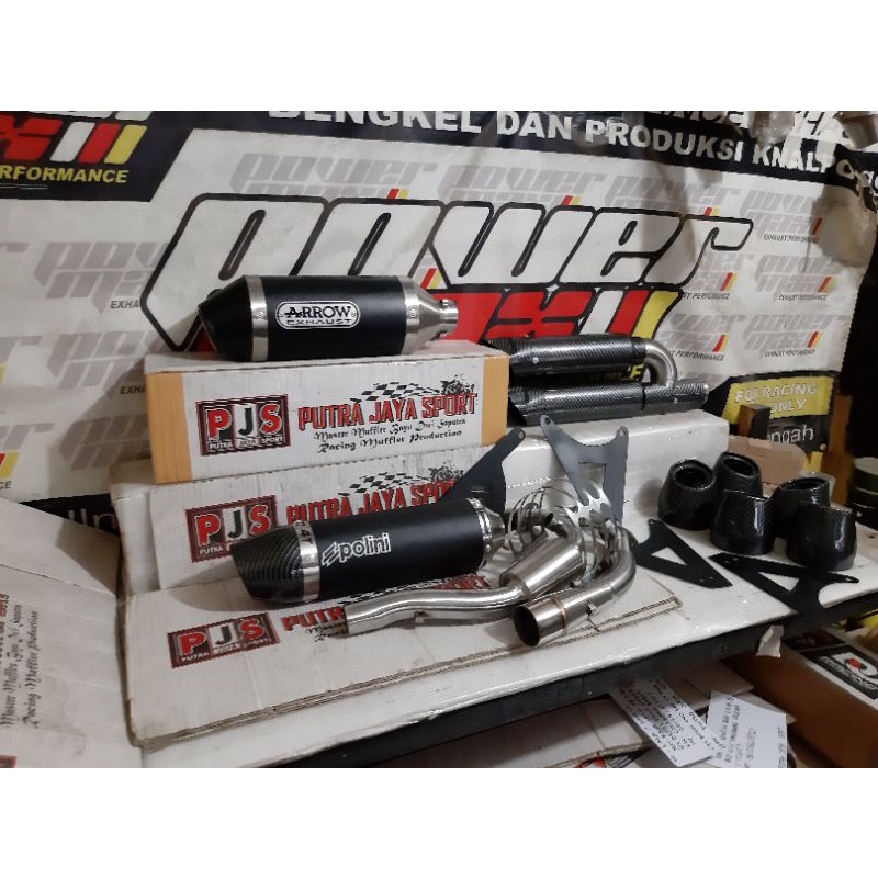 knalpot vespa matic universal polini evo 4T full system pnp