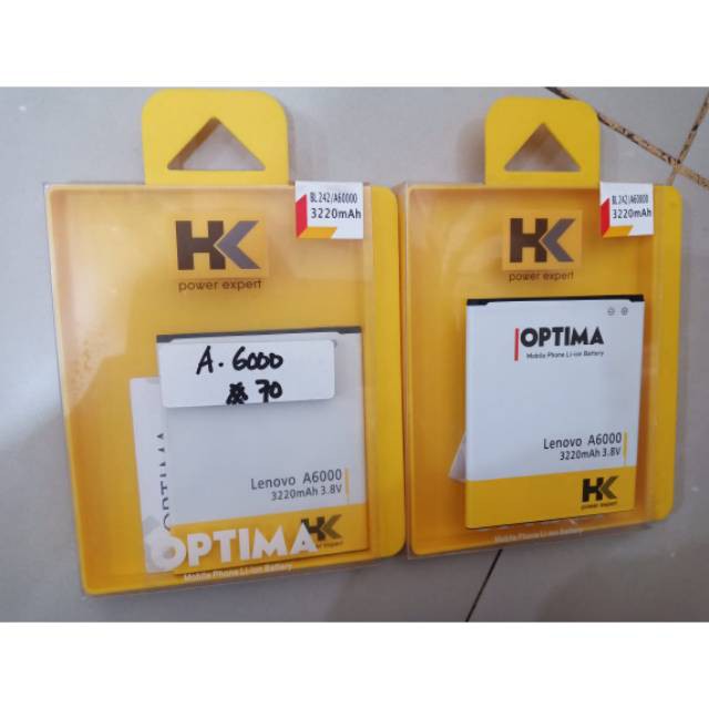 BATERAI  BATRAI DOUBEL POWER HK OPTIMA LENOVO A6000/ BLP-242 / BL 242 DOUBLE IC BATTERY BATERE