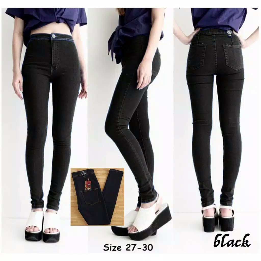 VANILLESHOP - Celana Panjang Wanita Jeans HIGHWAIST