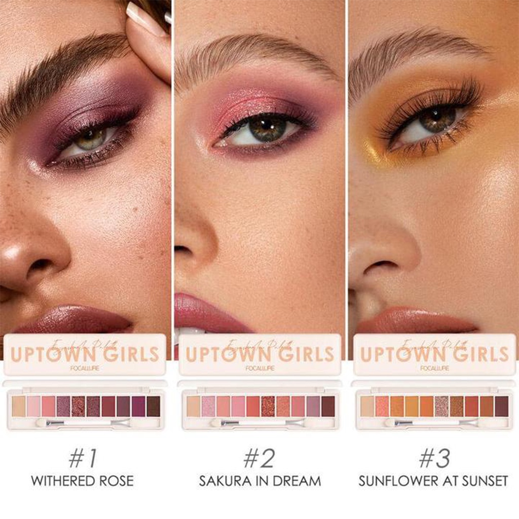 ❤ BELIA ❤ FOCALLURE Uptown Girls 10 Color Eyeshadow Palette FA158 | Tahan Lama | High Pigmented | BPOM