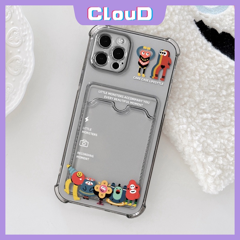 Soft Case TPU Transparan Shockproof Dengan Slot Kartu Untuk iPhone 13 11 12 pro Max 6 6s 8 7 plus X XR XS Max SE 2020