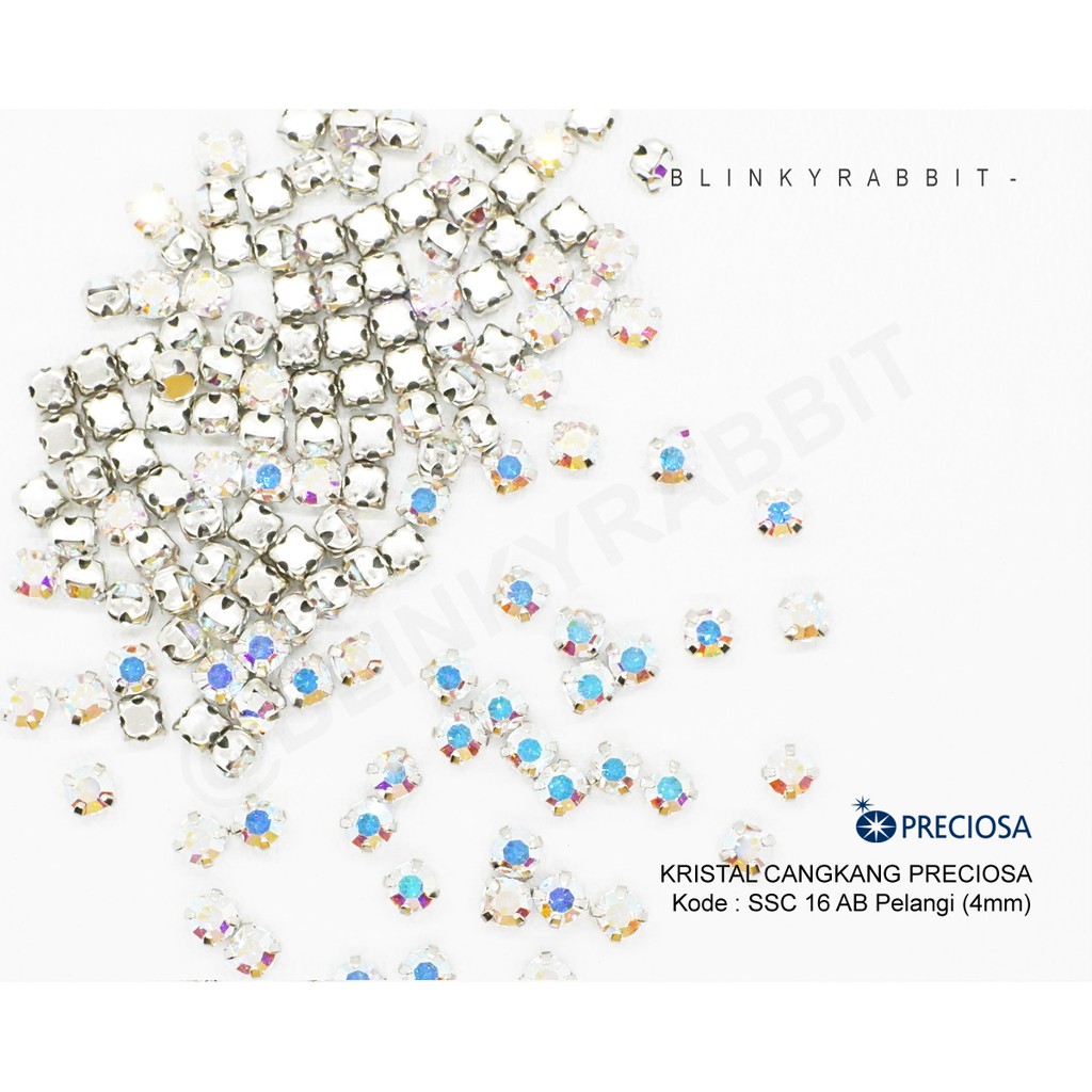 Kristal Cangkang Bulat Preciosa SSC 16 AB (Pelangi) Premium