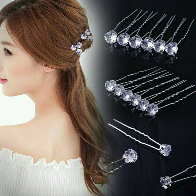 Hair pin wedding crystal clear hiasan  rambut  pesta sanggul 