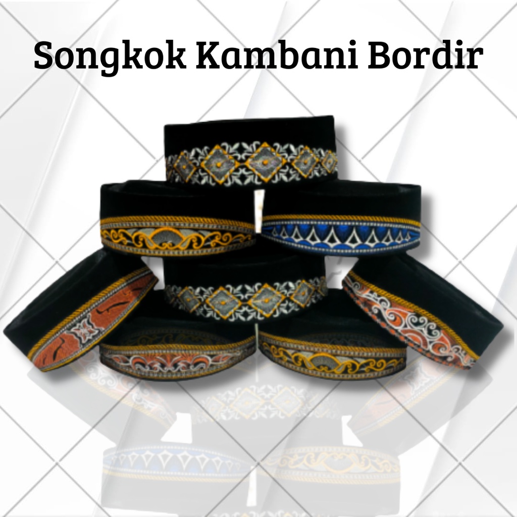 Peci Kamabani Bordir Peci Hitam Motif Songkok Bordil Kopyah Kambani