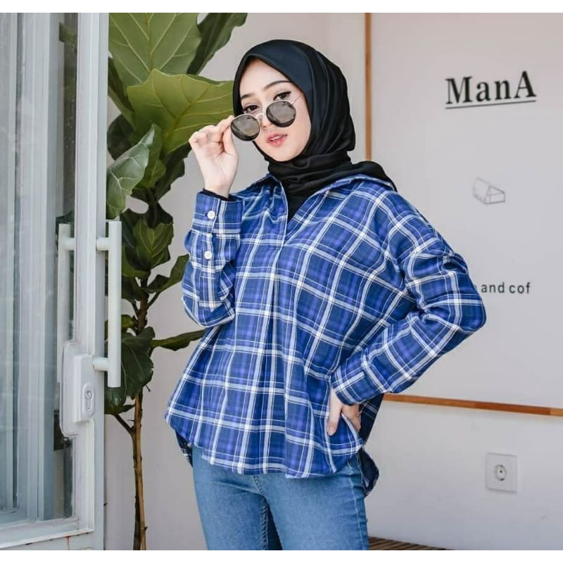 flanel atasan wanita lengan panjang flannel best seller