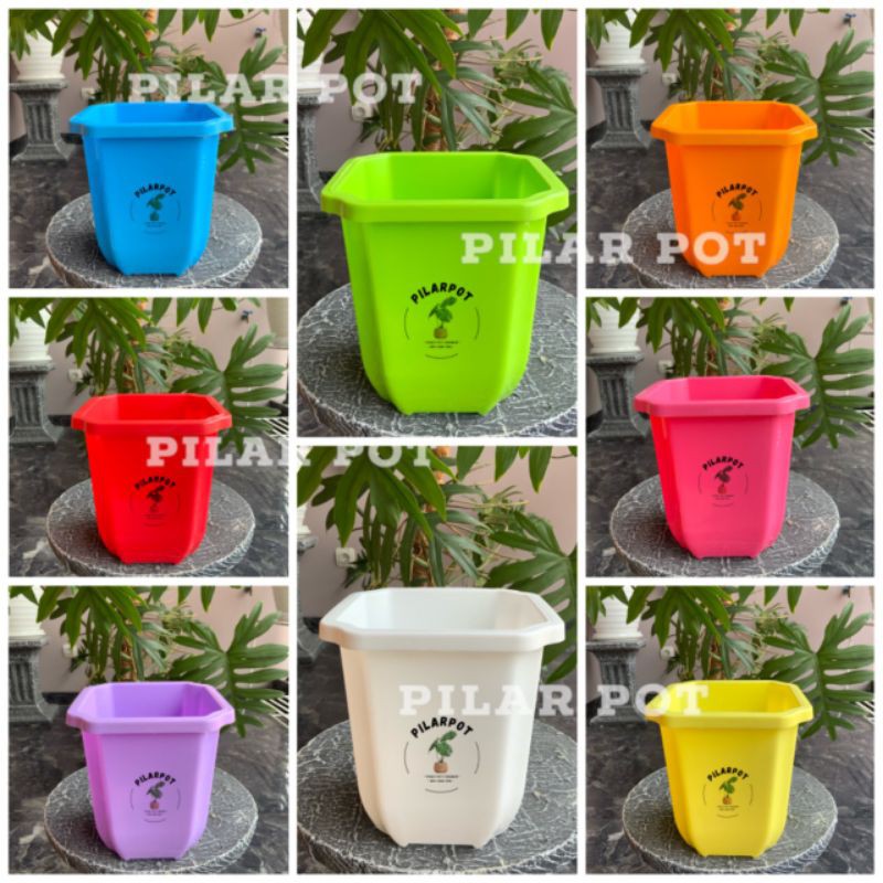 Pot bunga tanaman nkt terra kotak warna warni 16,5cm - NKT TERRA