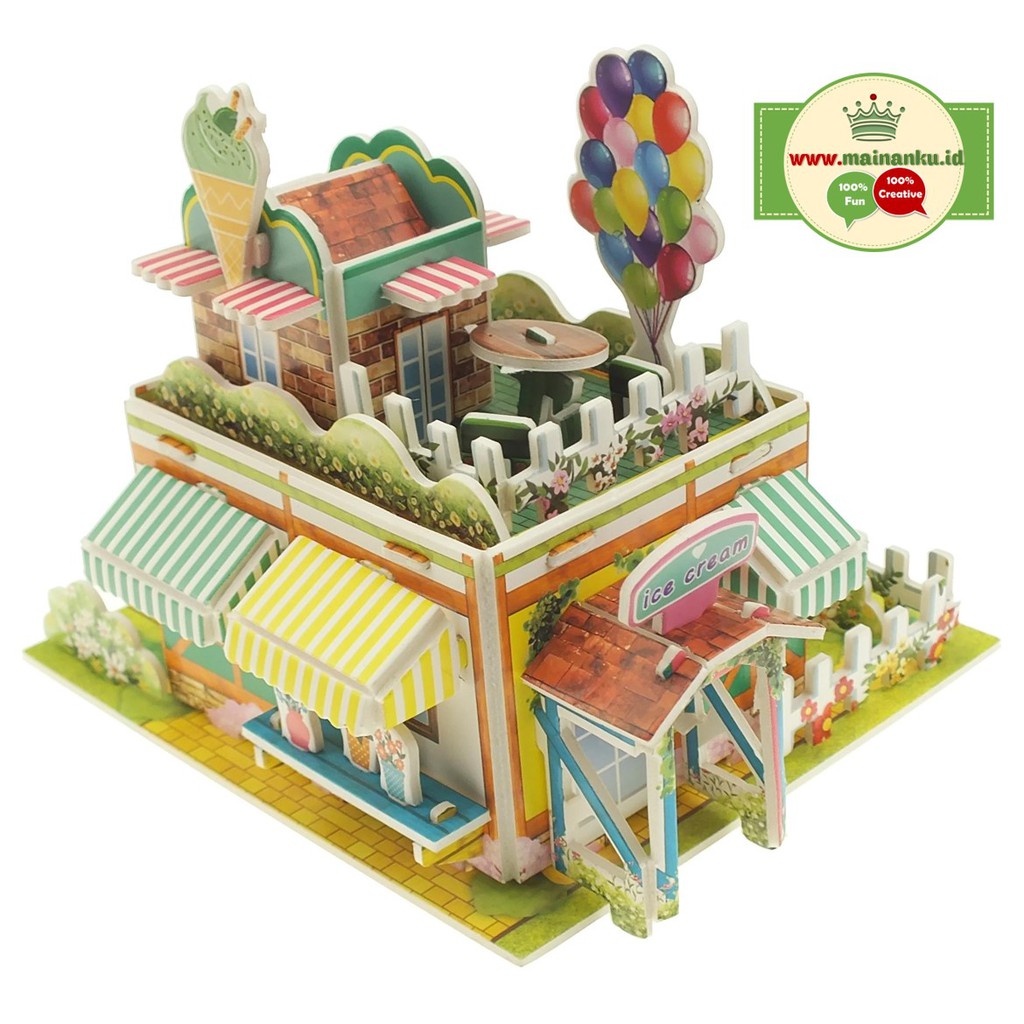 Mini Puzzle 3D | ICE CREAM HOUSE | Puzzle 3 Dimensi Rumah - 1690-42