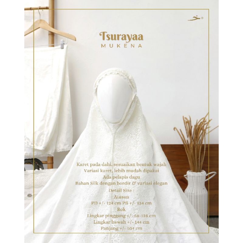 Mukena Tsurayaa Khadijah Indonesia/Mukena bordir/Mukena putih/ Mukena Ied Series