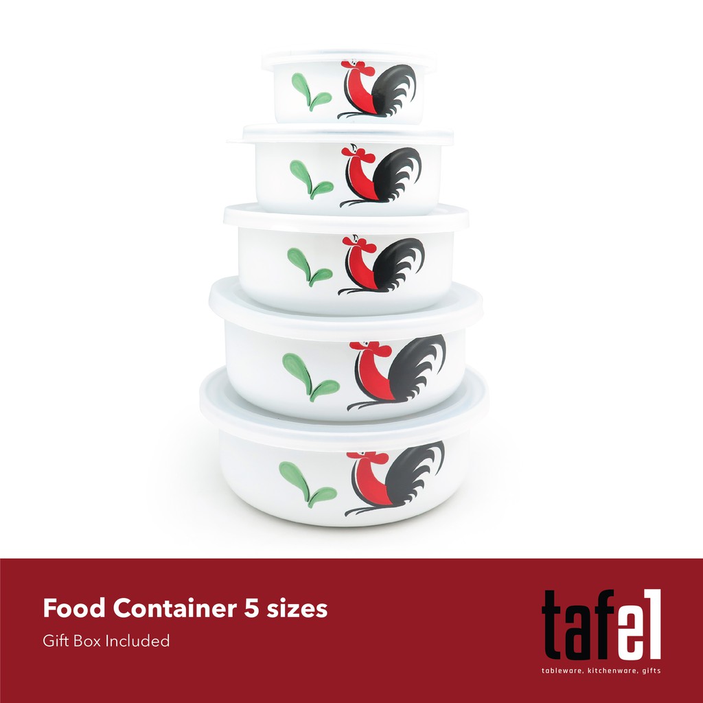 KEDAUNG Mangkok Ayam Jago Enamel 5 Pasang