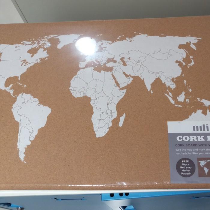 

Cork Board Peta Dunia 40X60Cm + 10Pcs Push Pin / Papan Notice