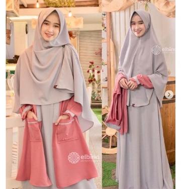 Barang Trend Gamis Elbina Set Gamis + Outer + Hijab | | | Size S M L XL | Bahan Moscrepe HQ m47➸