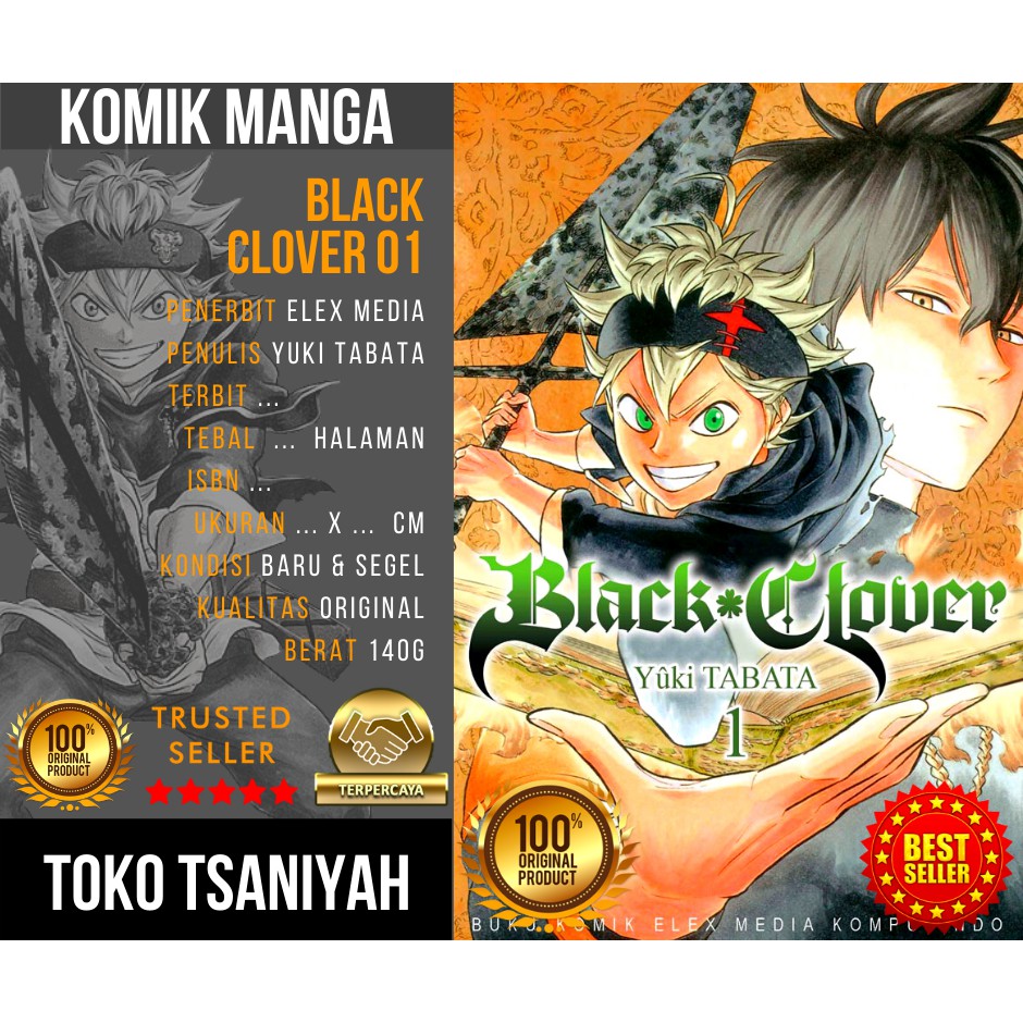 Buku Komik Black Clover 1 Yuki Tabata Komik Manga Anime Manhwa Komik Fantasi Petualangan Action