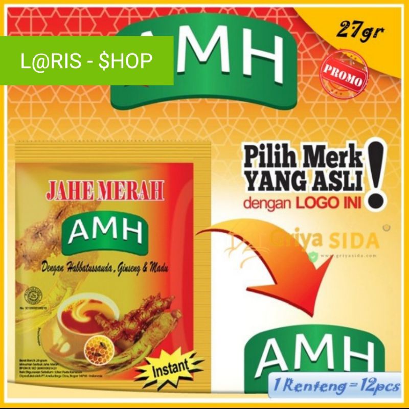 

Minuman Jahe merah AMH dengan habbatussauda,gingsen+madu original. harga / saset