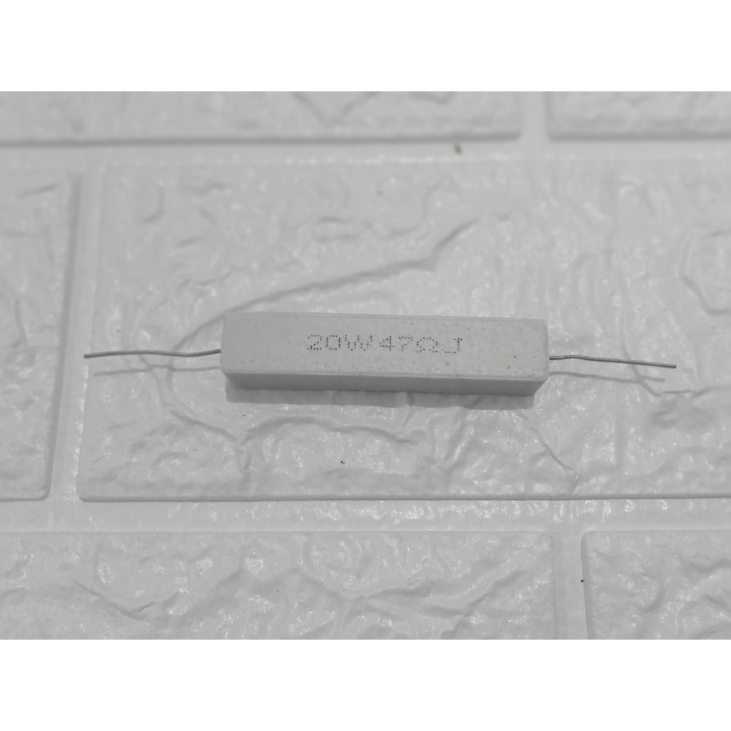 Resistor 20W 47ohm R Kapur  47 Ohm 47RJ Putih Resistor kapur 20 watt 47 ohm