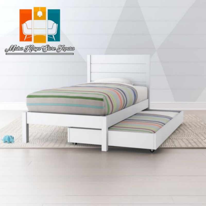 dipan anak dobel kasur desain klasik finishing duco 90x200 MKSJ 03