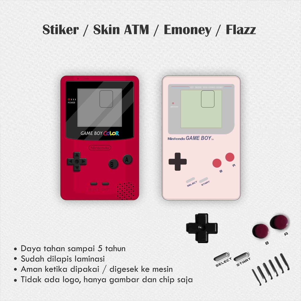 Stiker ATM / Flazz / Emoney / Garskin / Skin Kartu Gameboy