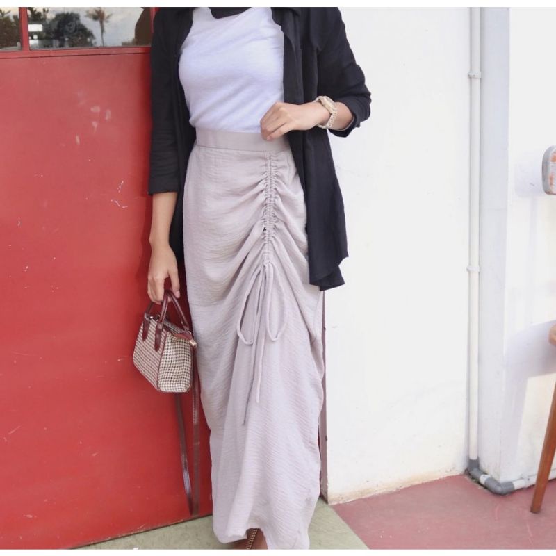 Rok Serut Crincle Yosi Skirt Wanita Rok Panjang