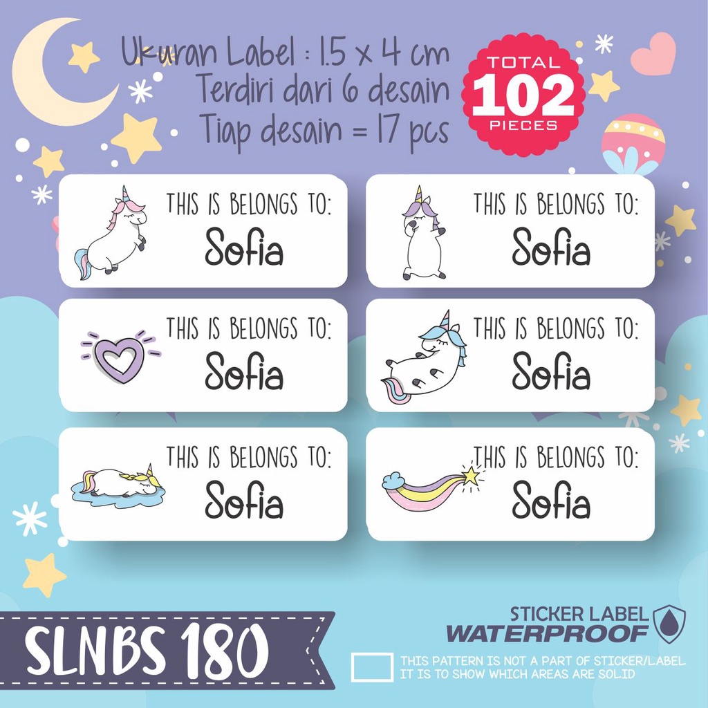 

stiker label nama anak kartun sticker anti air bunga tanaman SLNBS 180
