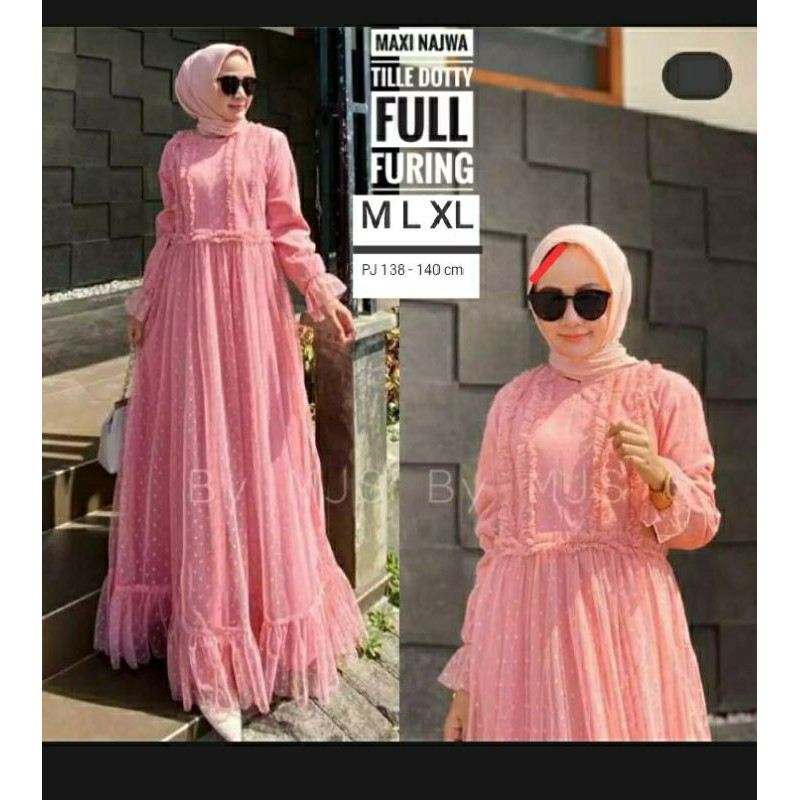 [BAJU LEBARAN] Gamis Pesta Wanita Kekinian 2021 - Dress Tille Model Terbaru 2021 - Gamis Syar'i asdf