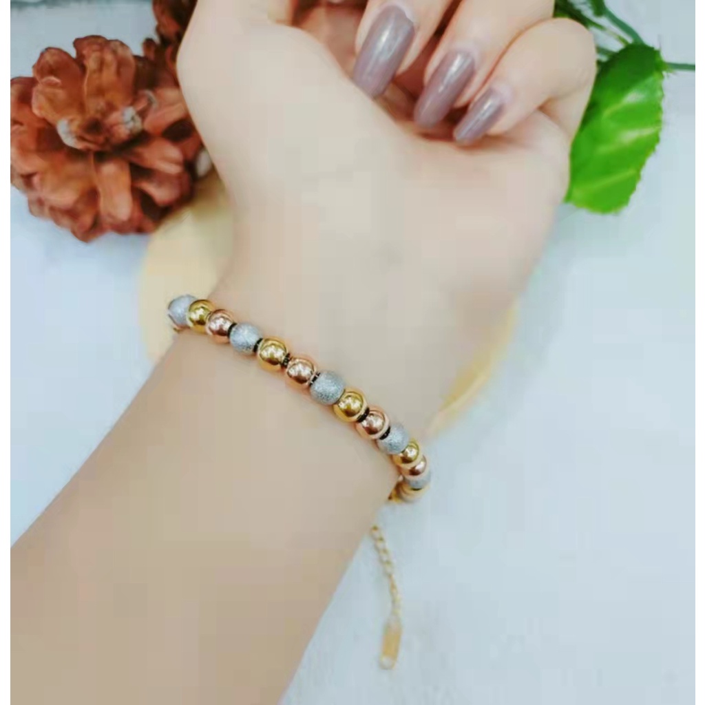 Gelang Titanium Biji Bola Kombinasi Fashion Jewellery