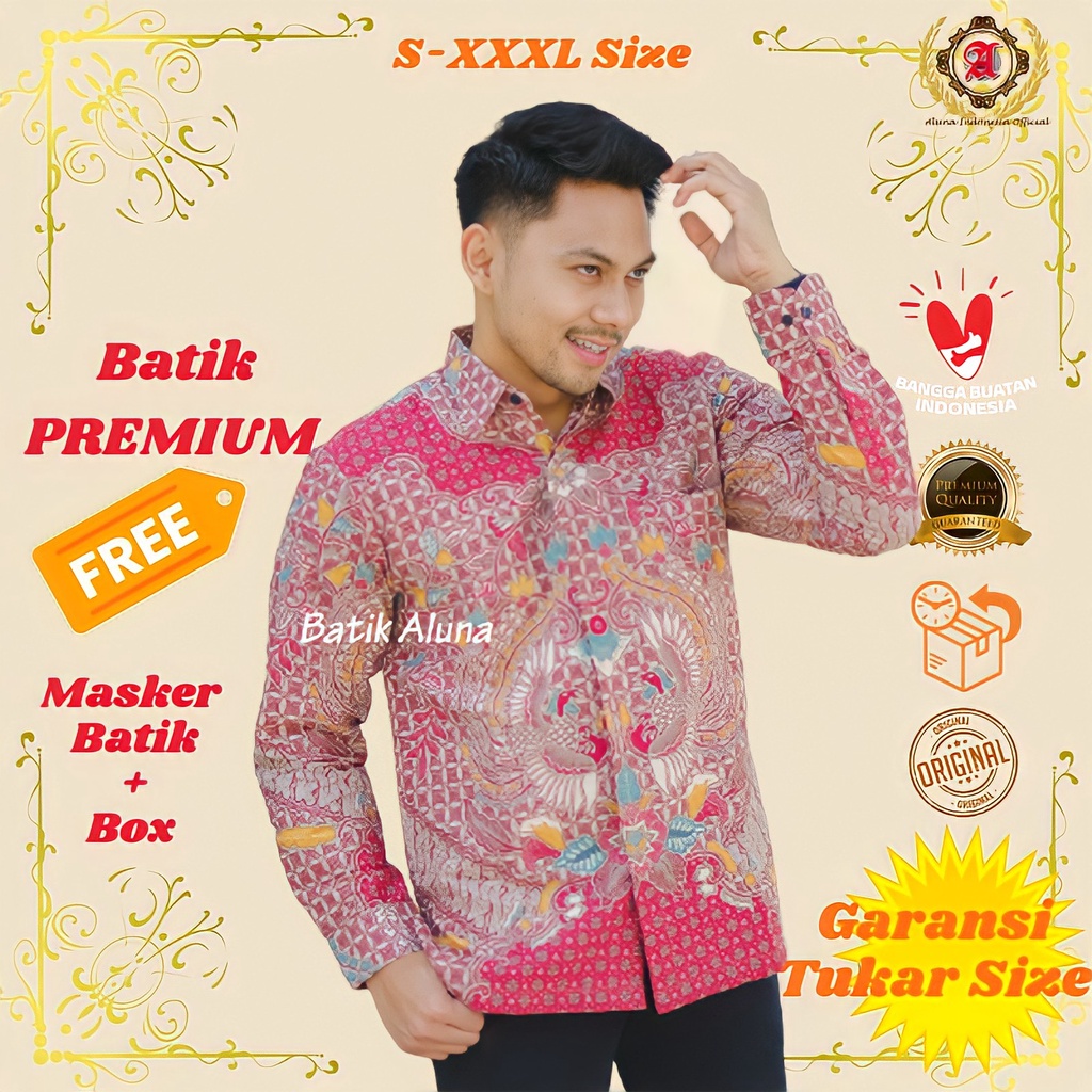 Baju Batik Pria Premium Lengan Panjang Motif Terlaris Big Size Jumbo Reguler Slim Fit Solo Modern Or