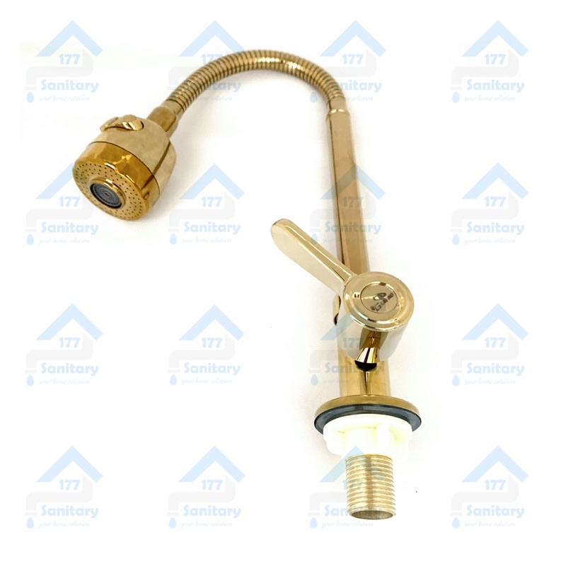 Kran gold dapur Angsa MEJA Engkol Fleksibel Minimalis Gold G13- Keran Air 1/2 inch flexible sink stainless 2in1 antik emas jadul antique