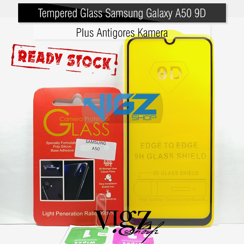 Tempered Glass Samsung Galaxy A50 A505 2019 Full Screen Plus Antigores Kamera 1 Paket