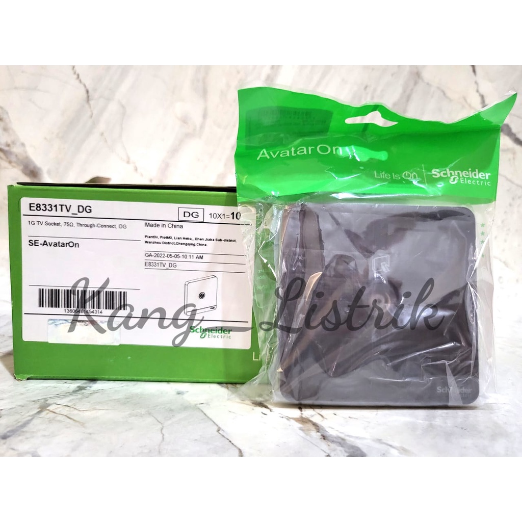 Socket TV / Stop Kontak TV Schneider AvatarOn Dark Grey / Abu abu E8331TV_DG