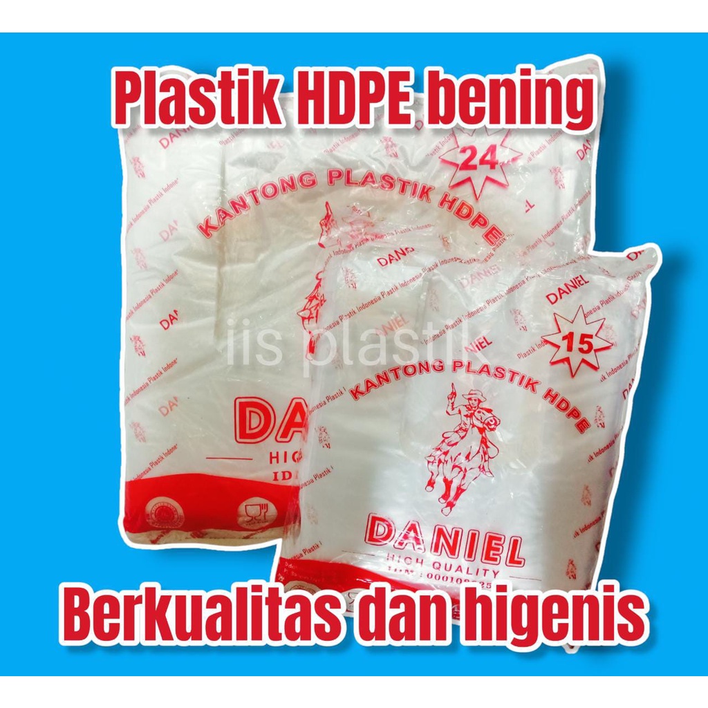 plastik kresek bening/plastik kantong bening/plastik HDPE merk Daniel ukuran 15 dan 24