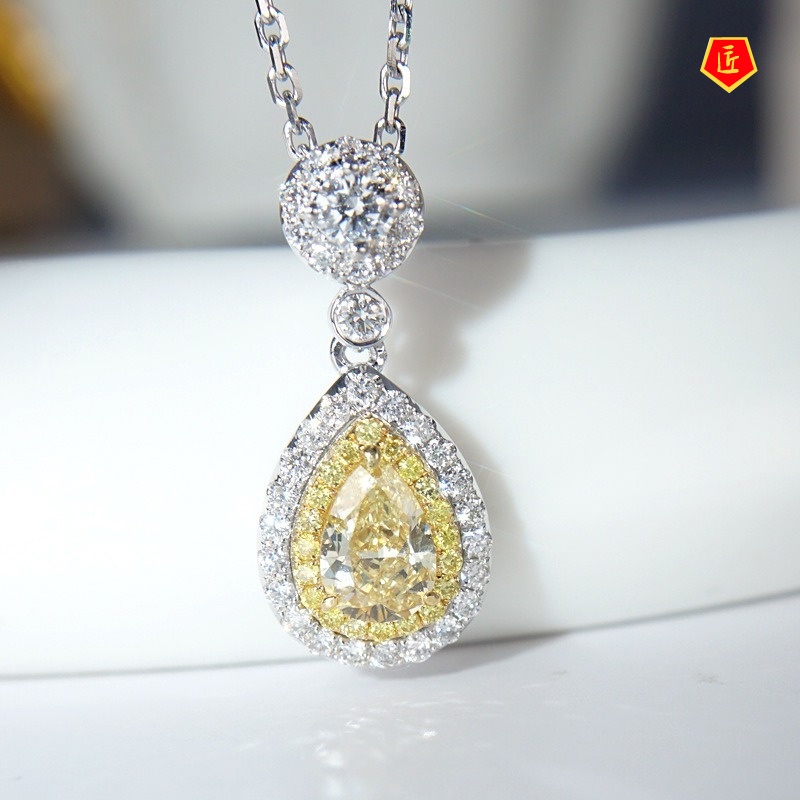 [Ready Stock]Luxury Group Zircon-Inlaid Pendant Citrine Pink Diamond Necklace for Women
