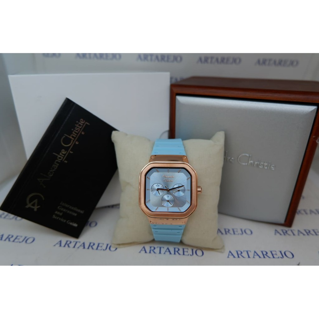 JAM TANGAN WANITA ALEXANDRE CHRISTIE AC 2811 BIRU MUDA NEW WARNA