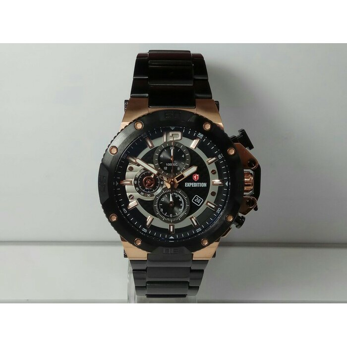 JAM TANGAN EXPEDITION WATCH 6751 PRIA SPORTY ROSEGOLD BLACK ORIGINAL